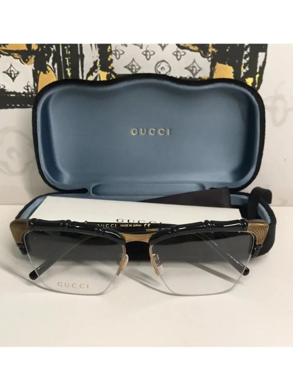New Authentic Gucci Black and Brown Eyeglasses GG0660o 001